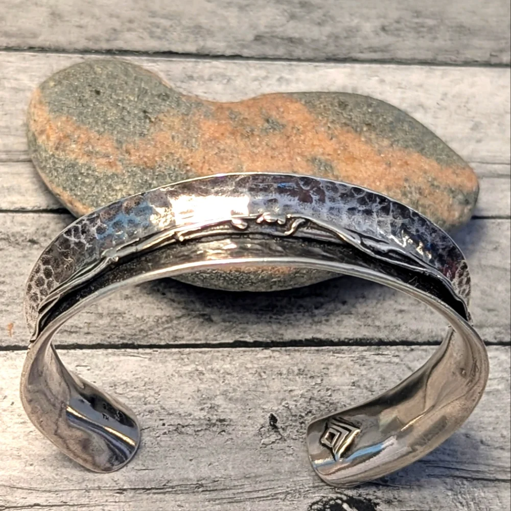 Silpada Retired Hammered Oxidized Sterling .925 Barbed Wire Cuff Bracelet - Picture 3 of 10